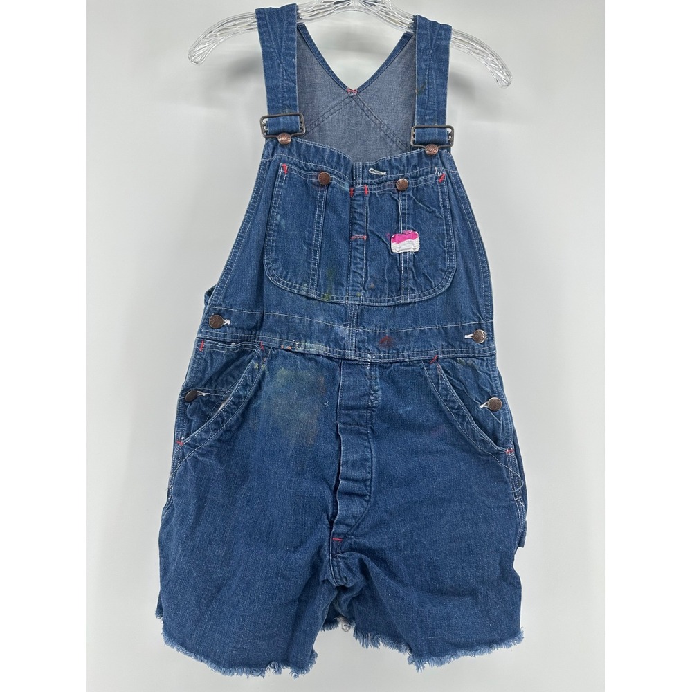 Vintage 1960s Big‎ Mac Penneys Denim Overalls Shorts Painter Distressed Blue